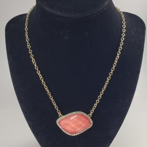 RSVP 18+3.5" Gold-tone Salmon Pink Stone Sparkling Crystal Necklace - Women - Picture 7 of 10